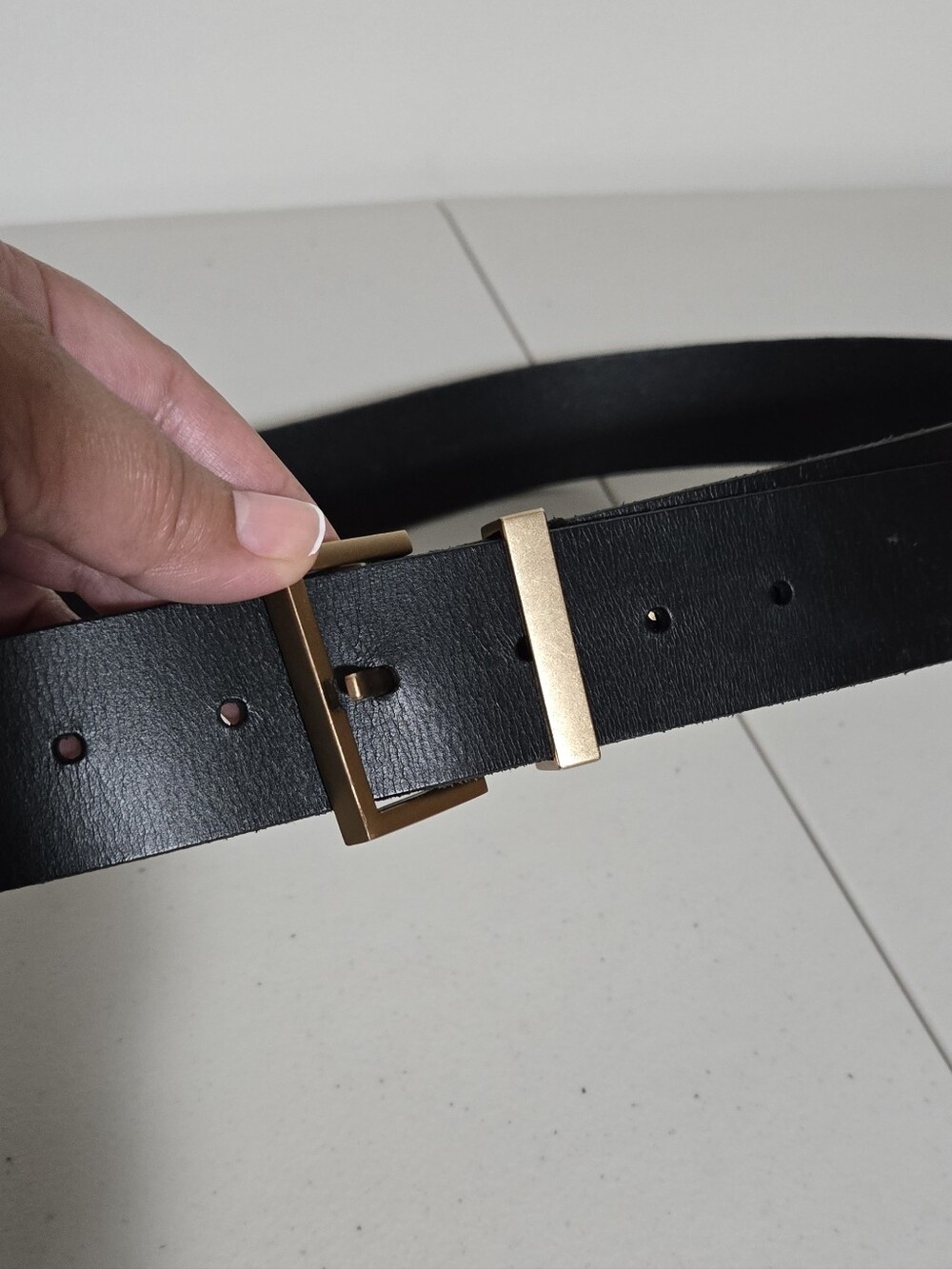 All Saints Black Genuine Leather Belt with Gold Buckle - Women's Size L - Picture 5 of 13